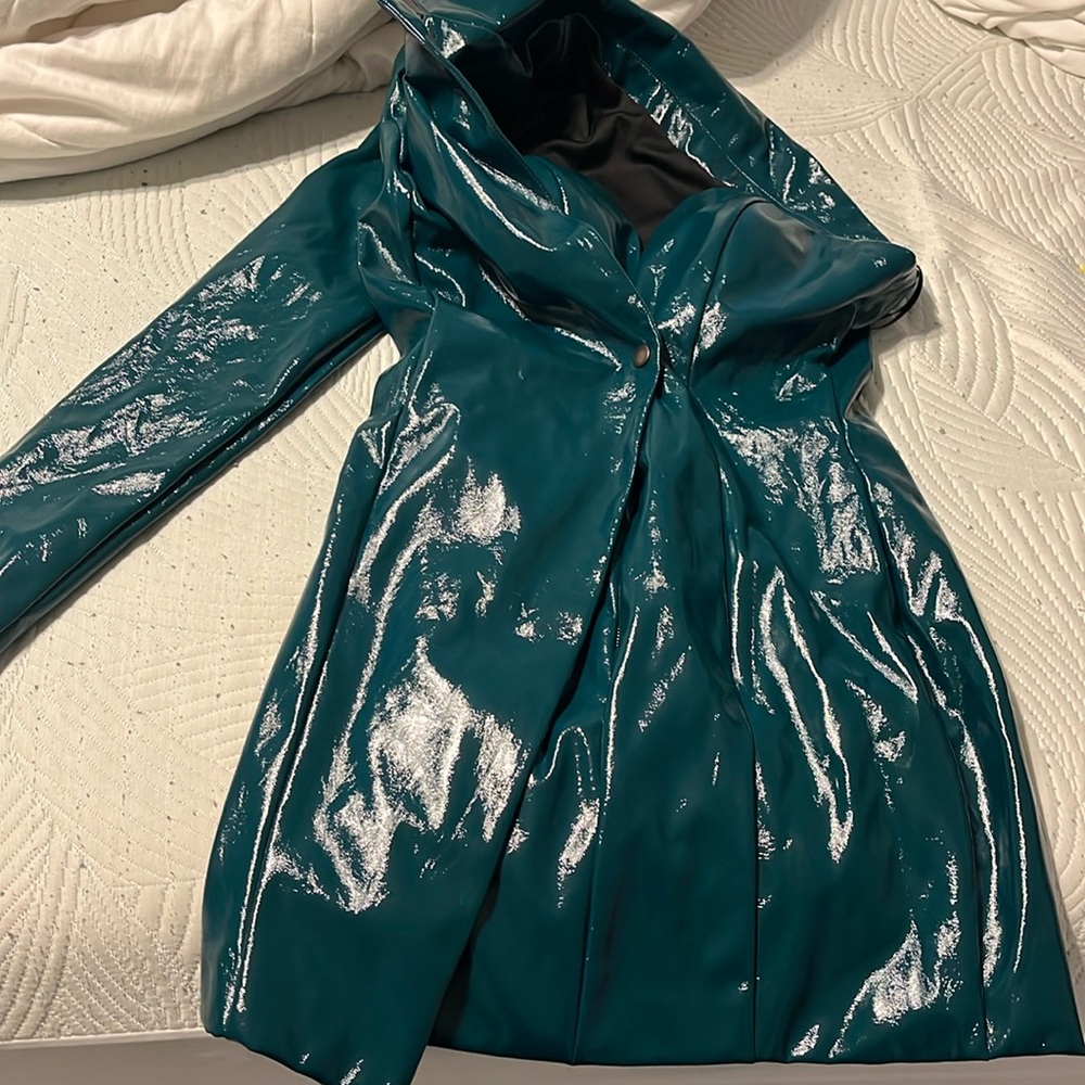 SHEIN Green Button Dress with One Long Sleeve